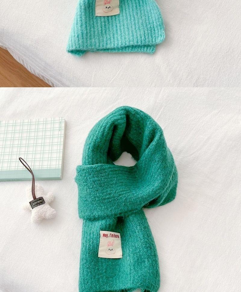 Rabbit Print Applique Ribbed Knit Scarf Product Image