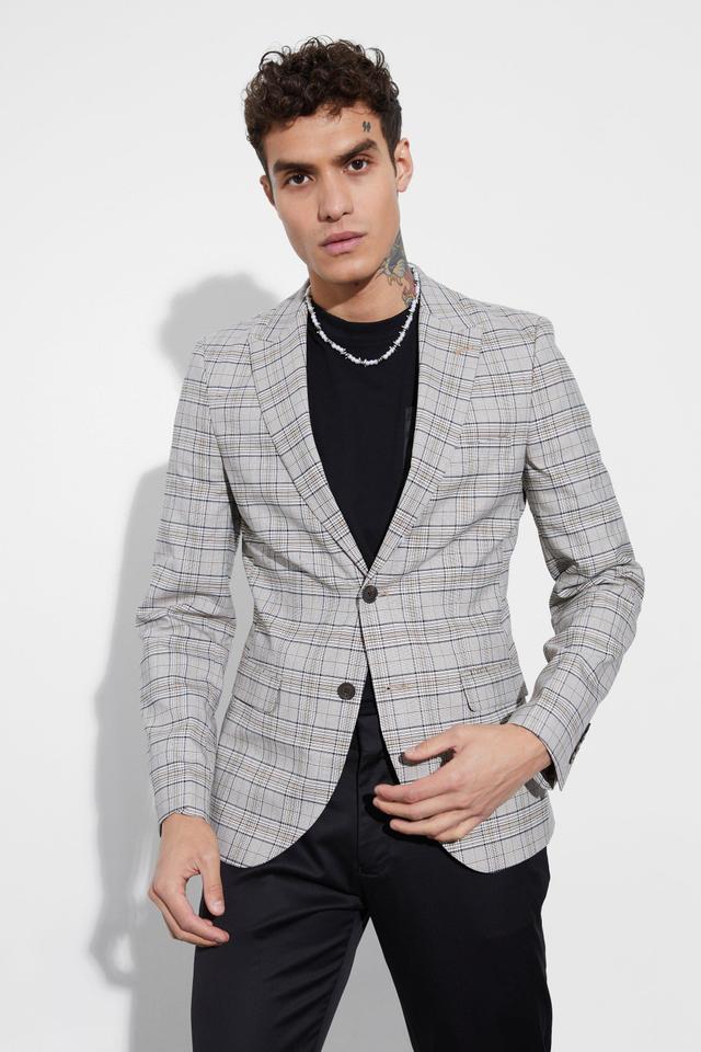 Skinny Fit Check Suit Jacket | boohooMAN USA Product Image