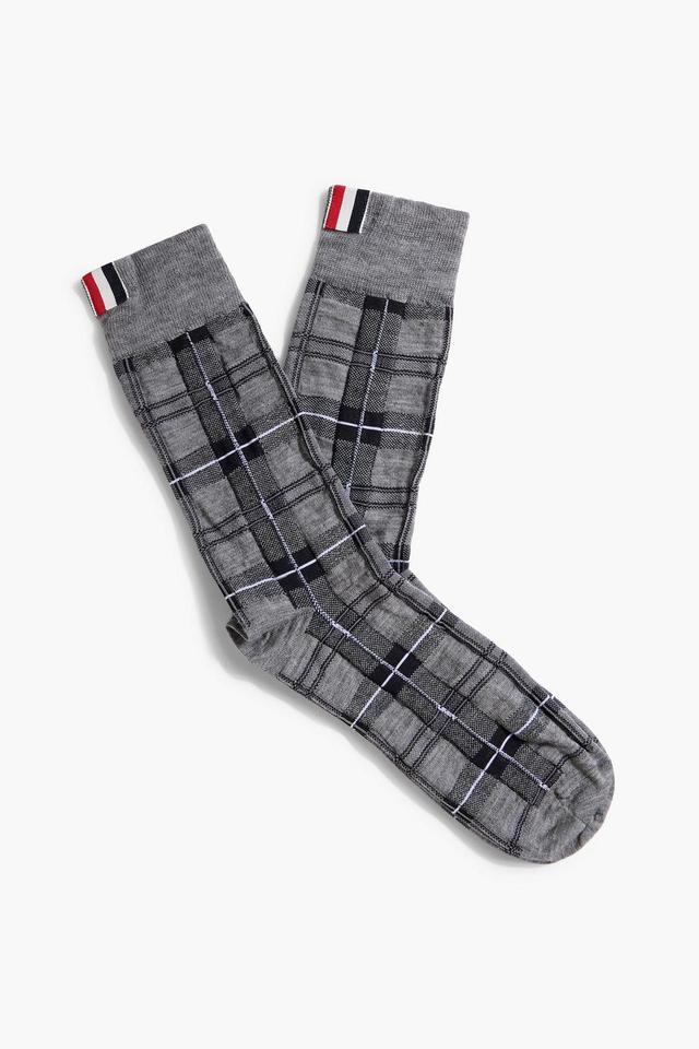 Checked Wool-jacquard Socks In Gray Product Image