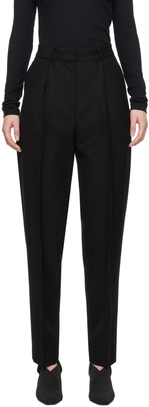 Black Single-pleat Trousers In 001 Black Product Image