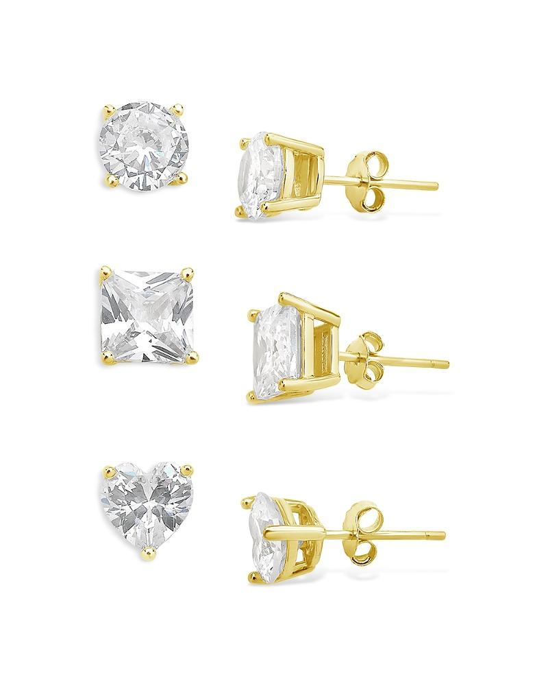 Womens Statement Cubic Zirconia Stud Earrings Set, Pack of 3 Product Image