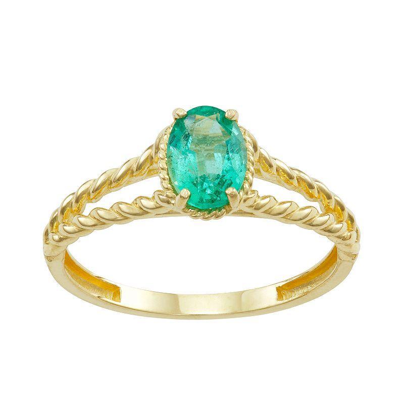 Tiara 10k Gold Emerald Twist Ring, Womens Product Image