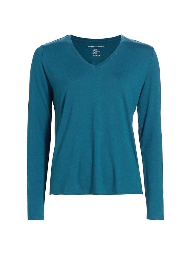 Womens Soft Touch V-Neck Pullover Tee - Blue Paon - Size XS - Blue Paon - Size XS Product Image