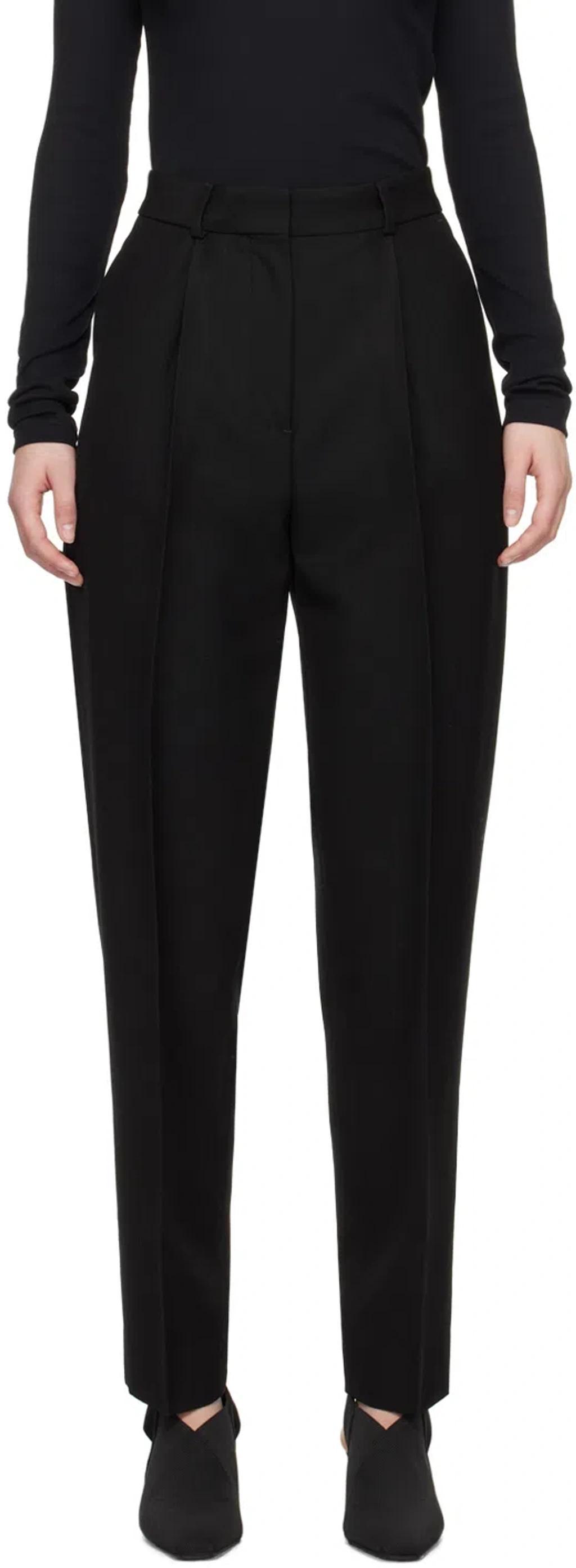 Black Single-pleat Trousers In 001 Black Product Image