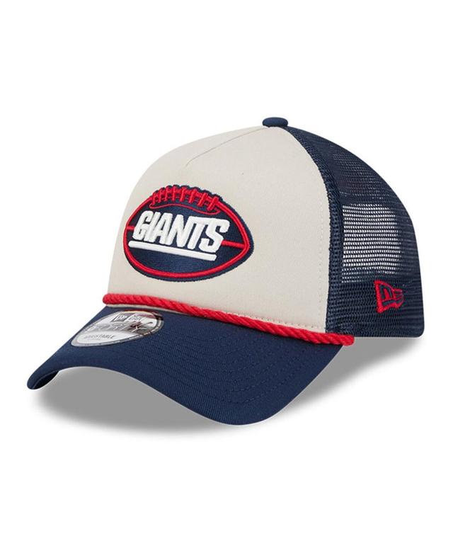 New Era Mens Stone New York Giants 2024 Sideline Historic 9FORTY A-Frame Trucker Adjustable Hat - Stone, Navy Product Image