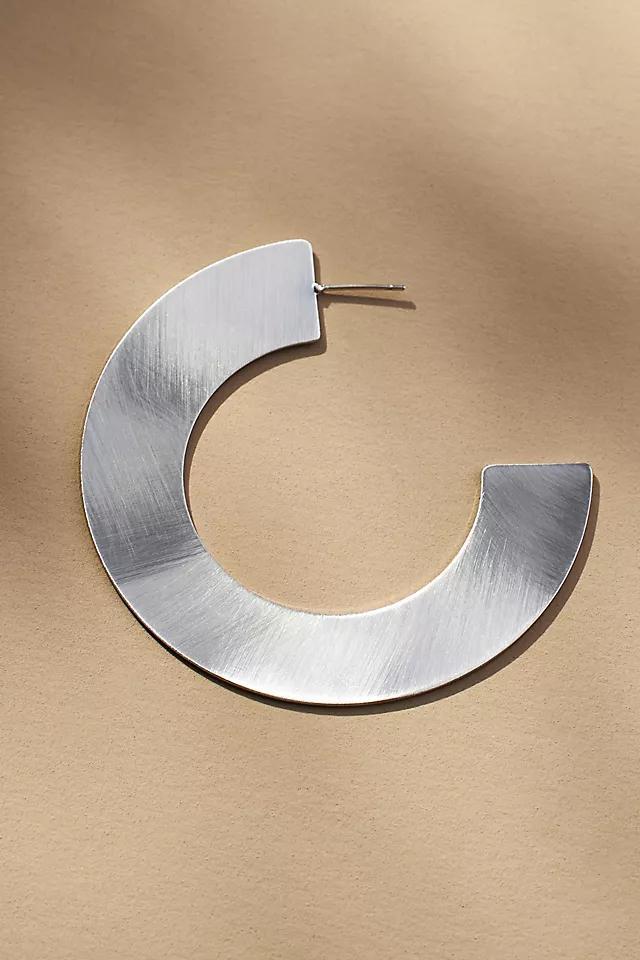 Brushed Flat Hoop Earrings Product Image