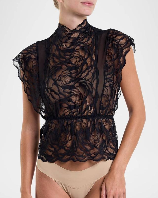 Dark Romance Lace Mock-Neck Top Product Image