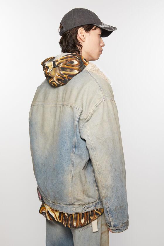 Denim fur trim jacket - Oversized fit Product Image