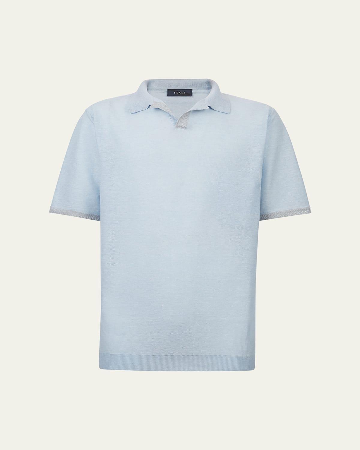 Mens Linen Knit Polo Shirt Product Image