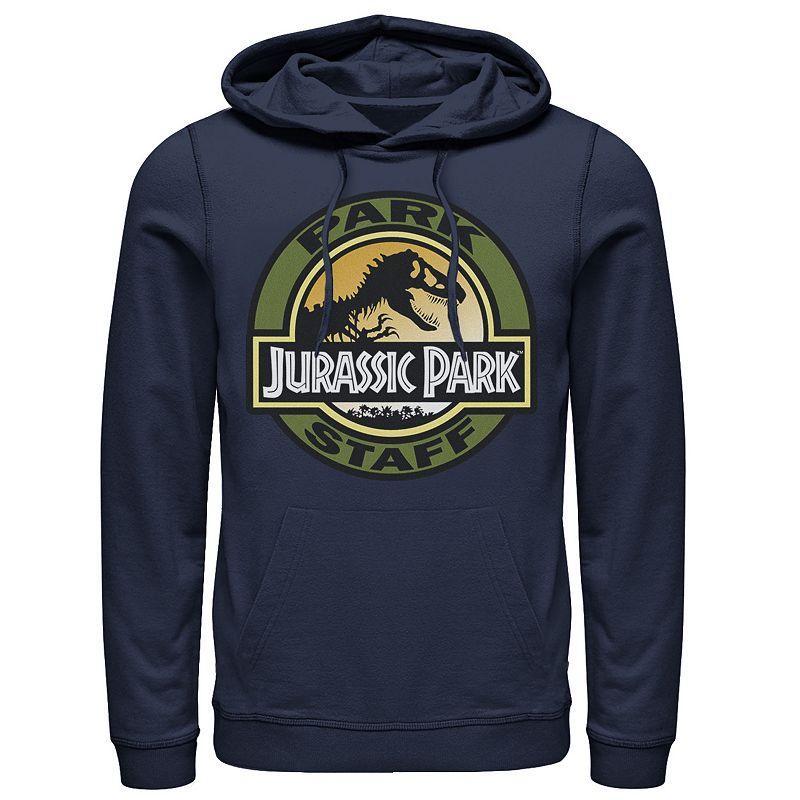 Mens Jurassic Park Staff Icon T-Rex Skeleton Graphic Pullover Hoodie Grey Heather Product Image