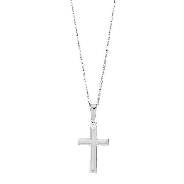 Sterling Silver Square Cross Pendant Necklace, Womens Product Image