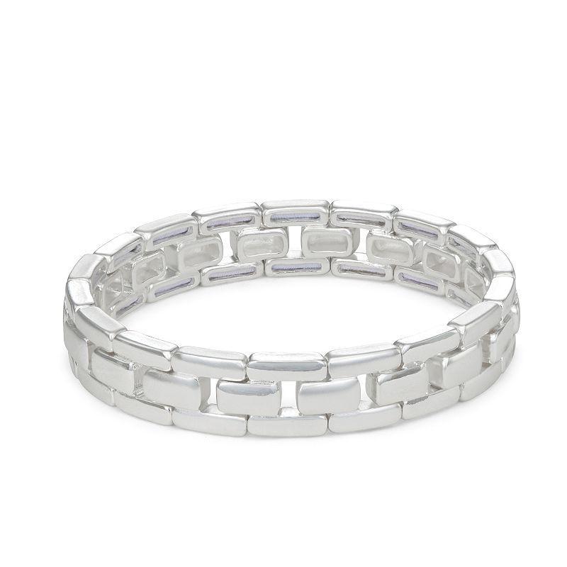 Womens Nine West Silver Tone Metal Chain Stretch Bracelet Product Image