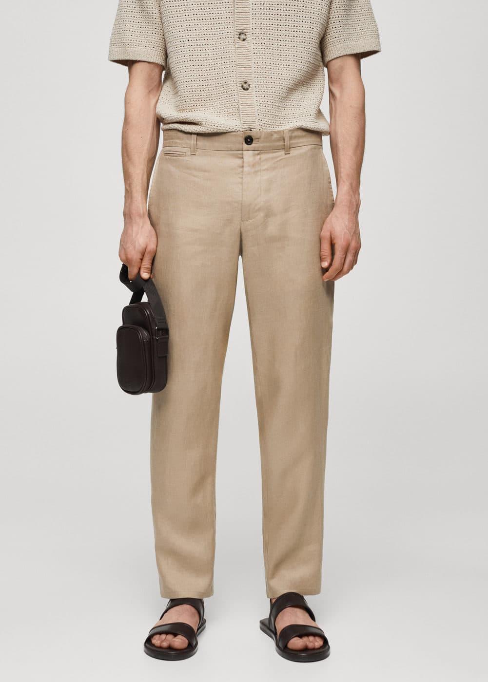 MANGO MAN - Slim-fit 100% linen pants beigeMen Product Image