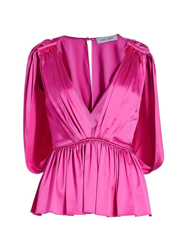 Womens Satin Cape-Sleeve Top Product Image