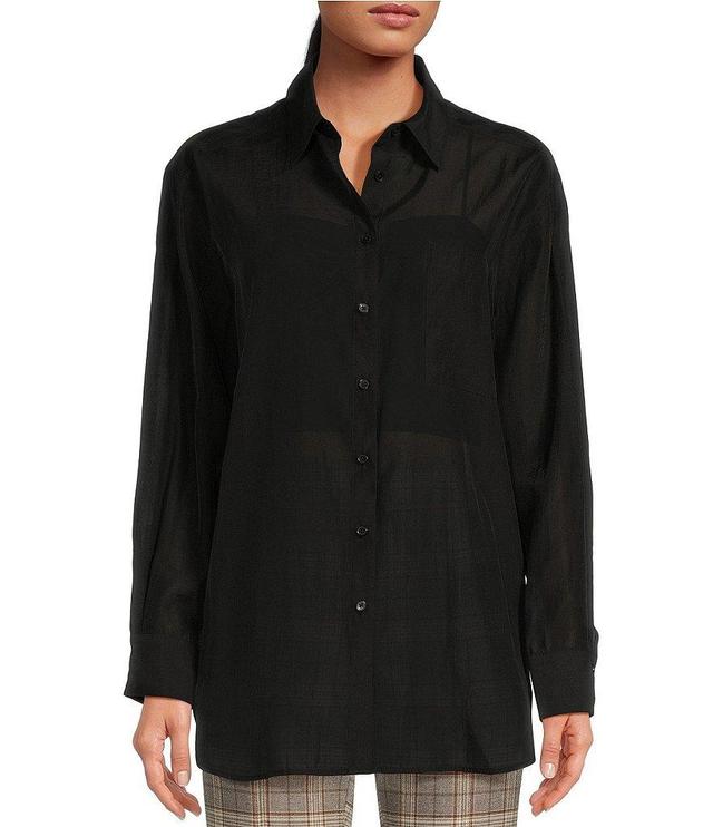 Gianni Bini Feya Lyocell Blend Collar Button Front Pocket Shirt Product Image