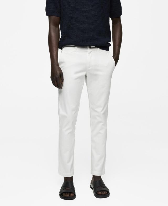 Mango Mens Cotton Tapered Crop Pants - Light Product Image