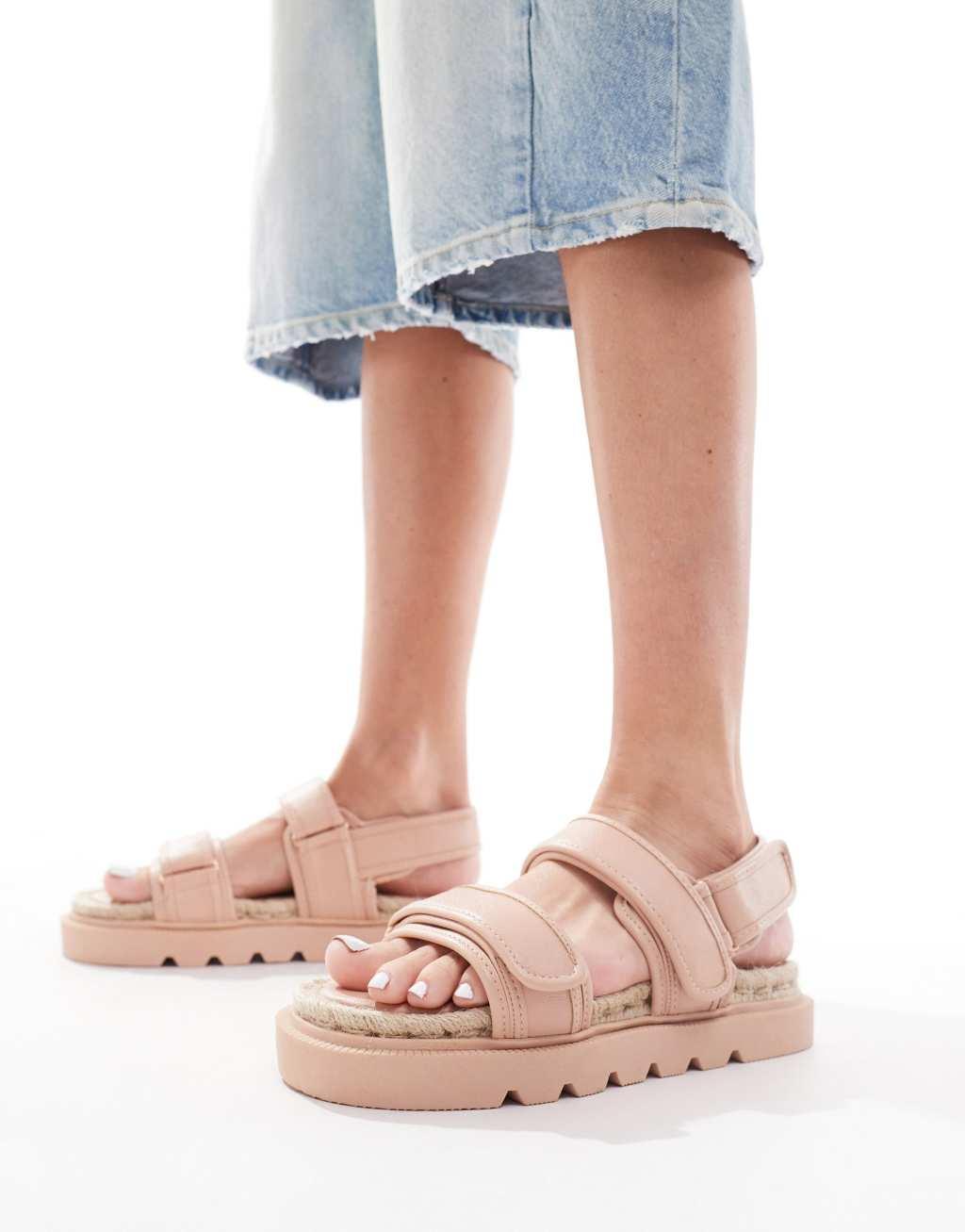 ASOS DESIGN Foreshadow sporty grandad espadrille sandals in pink Product Image