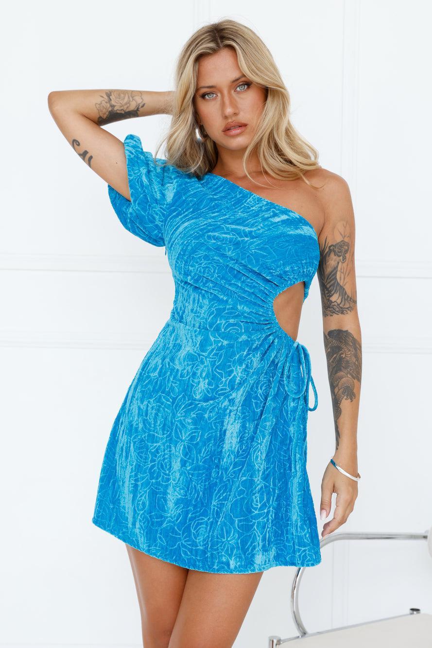 City Night Lights Velvet Mini Dress Blue Product Image