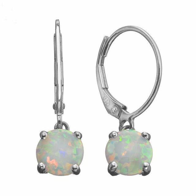 Lab-Created Opal Sterling Silver Drop Earrings, Womens, White Product Image