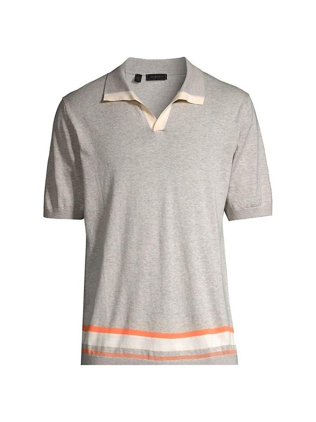 Mens COLLECTION Retro Striped Johnny Collar Polo Product Image