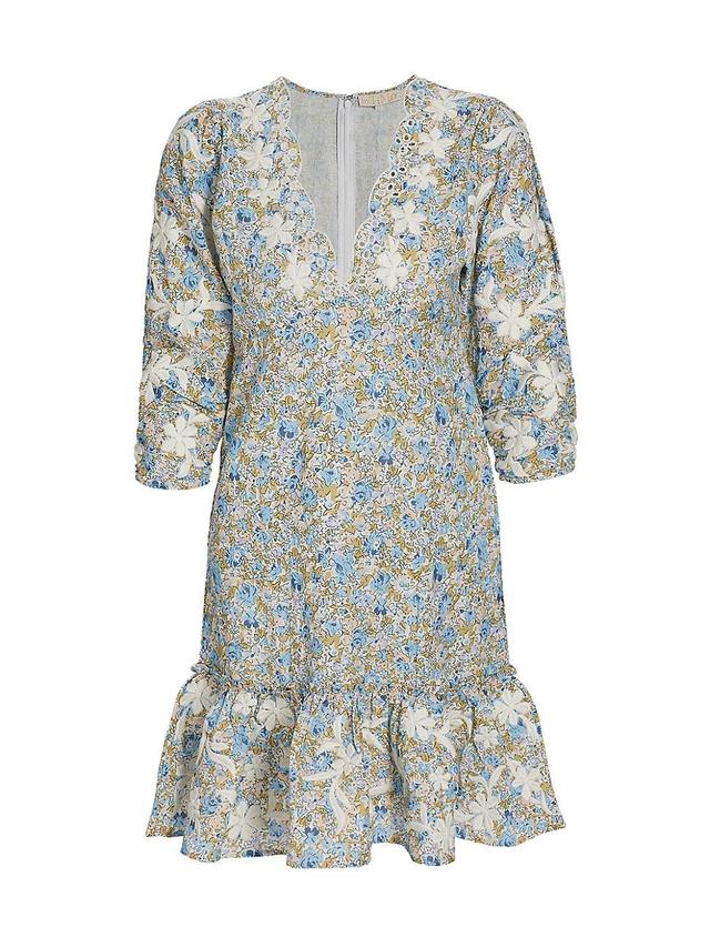 Womens Linen-Blend Floral Mini Dress Product Image