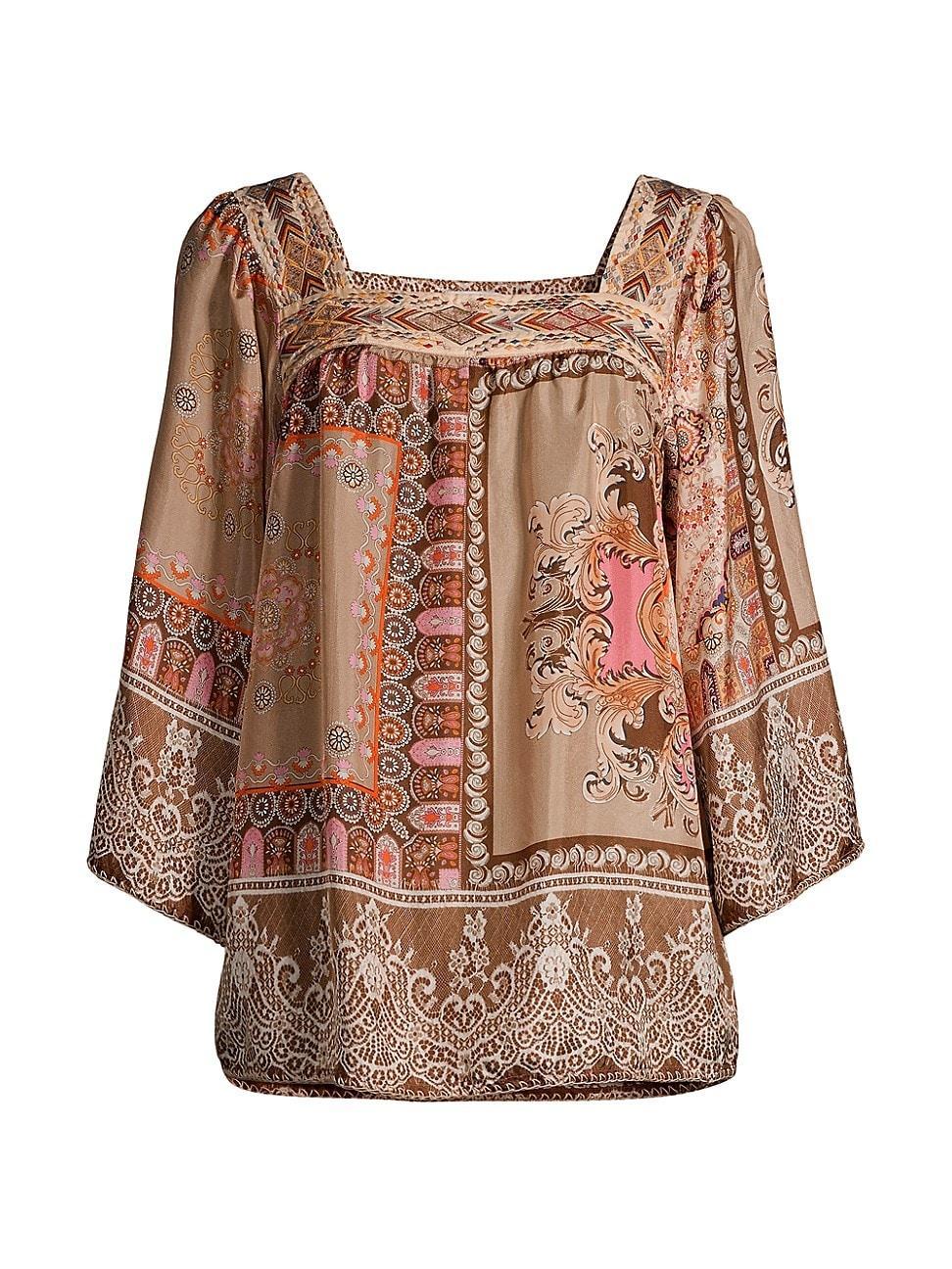 Womens Flora Lace Silk Blouse Product Image