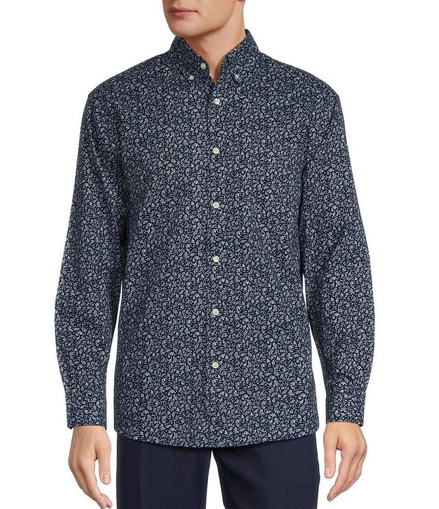 Roundtree & Yorke Long Sleeve Floral Print Poplin Sport Shirt Product Image