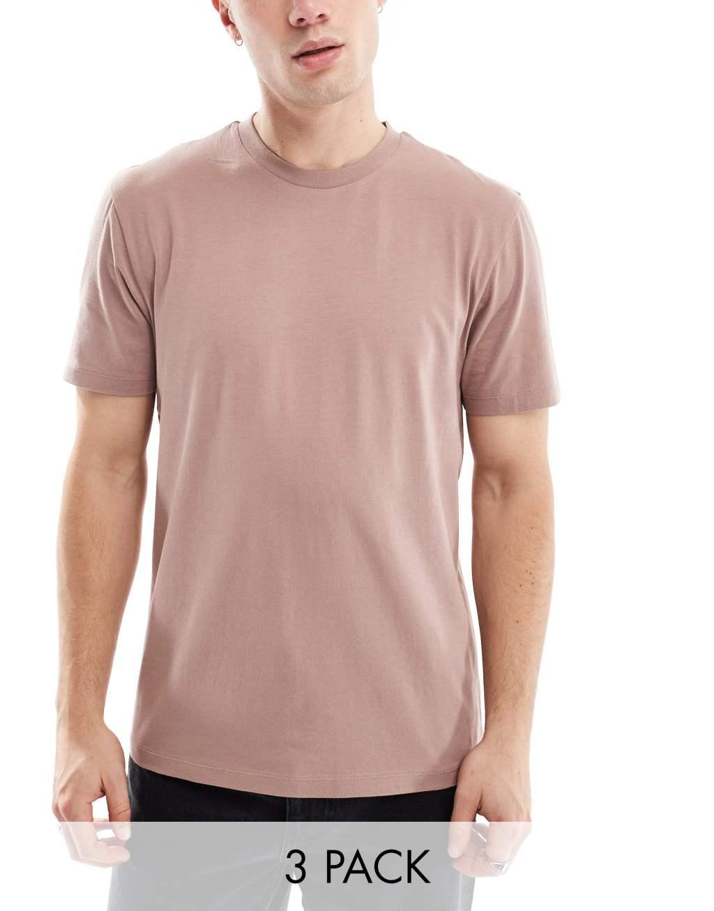 ASOS DESIGN 3 pack crew neck t-shirts in multiple colors Product Image