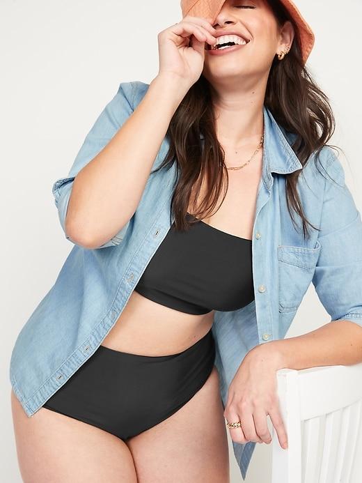 High-Waisted Bikini Swim Bottoms Product Image