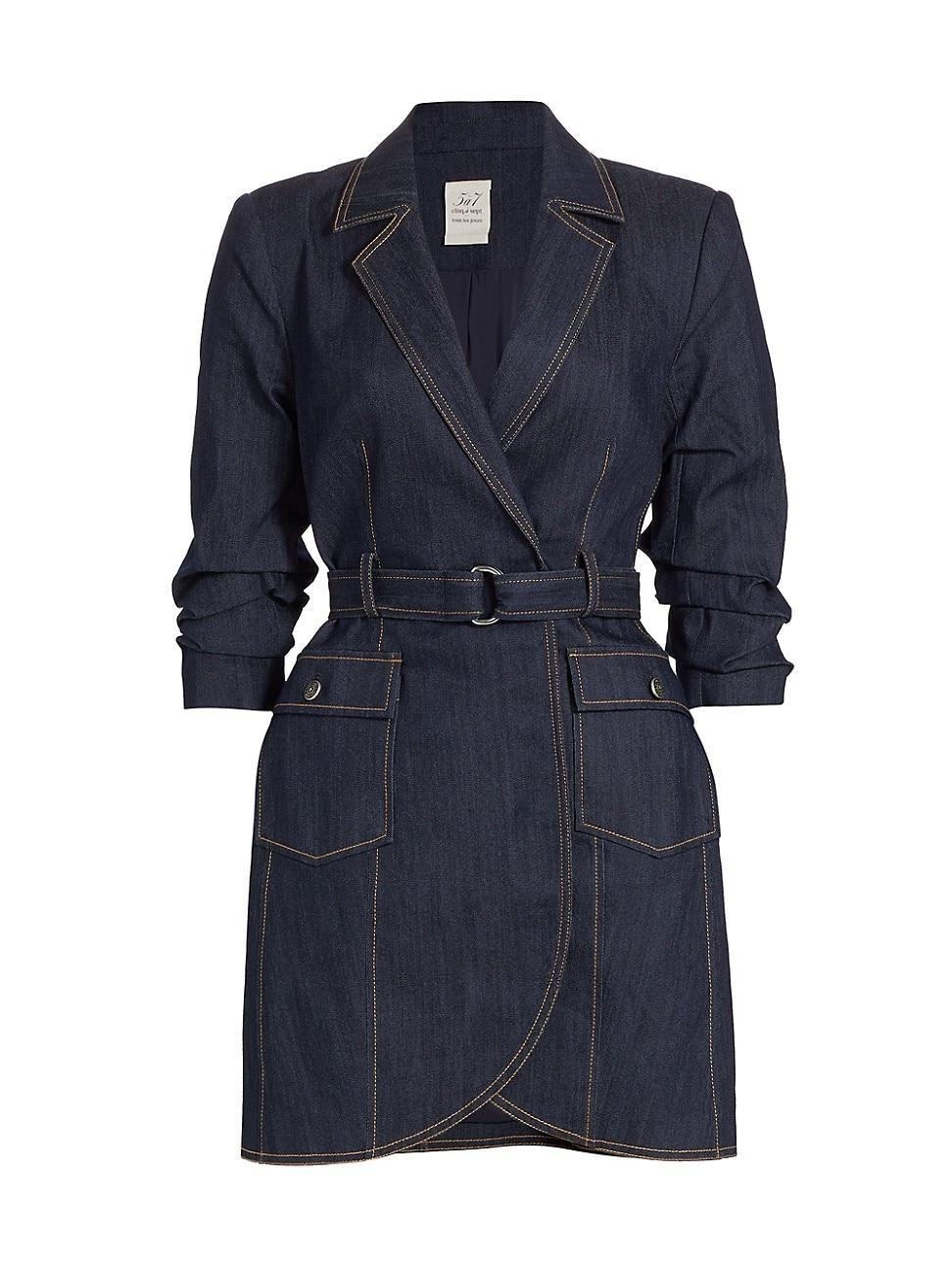 Jenessa Belted Denim Mini Wrap Shirtdress Product Image