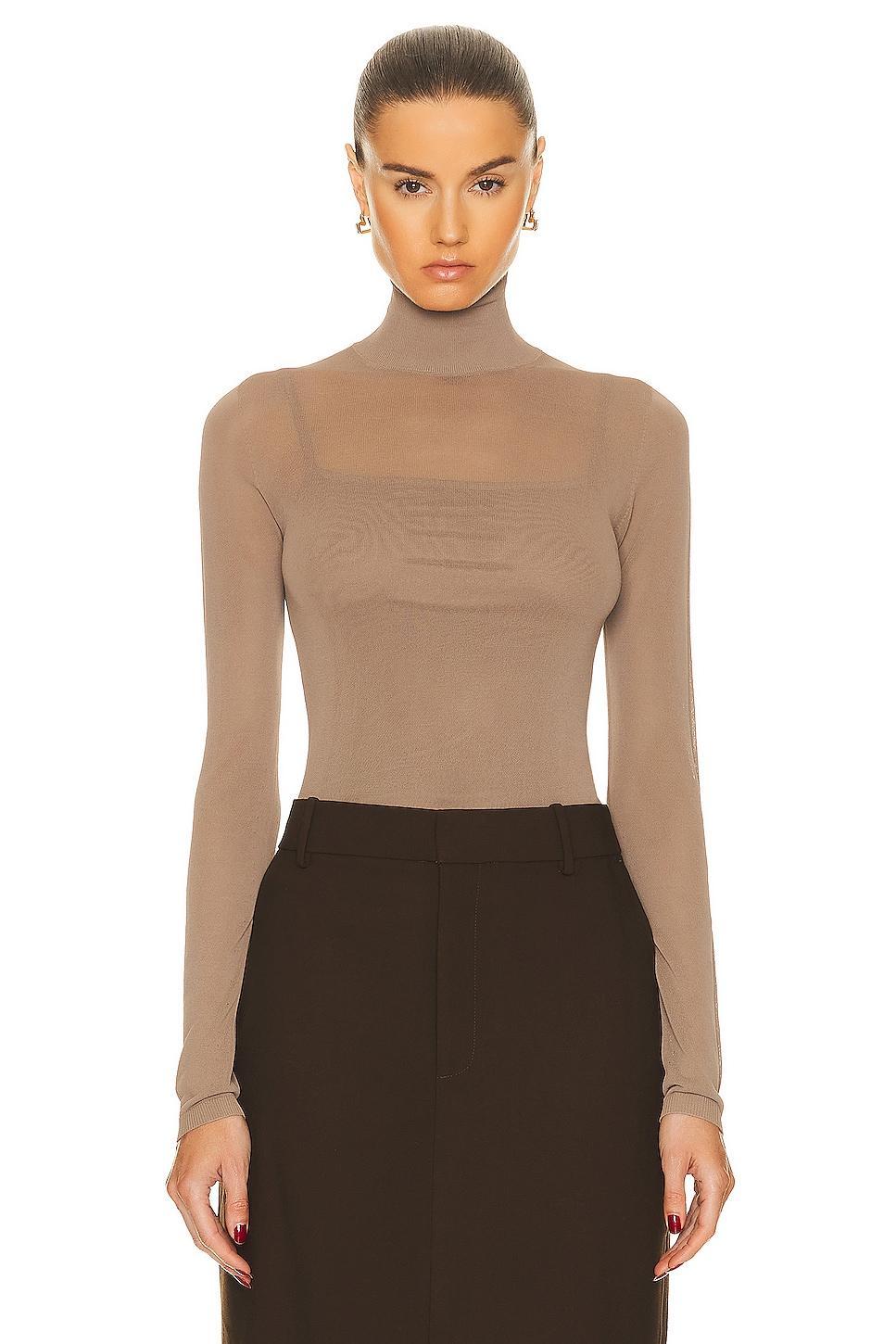 Max Mara Filato Sheer Long Sleeve Top in Tan product image