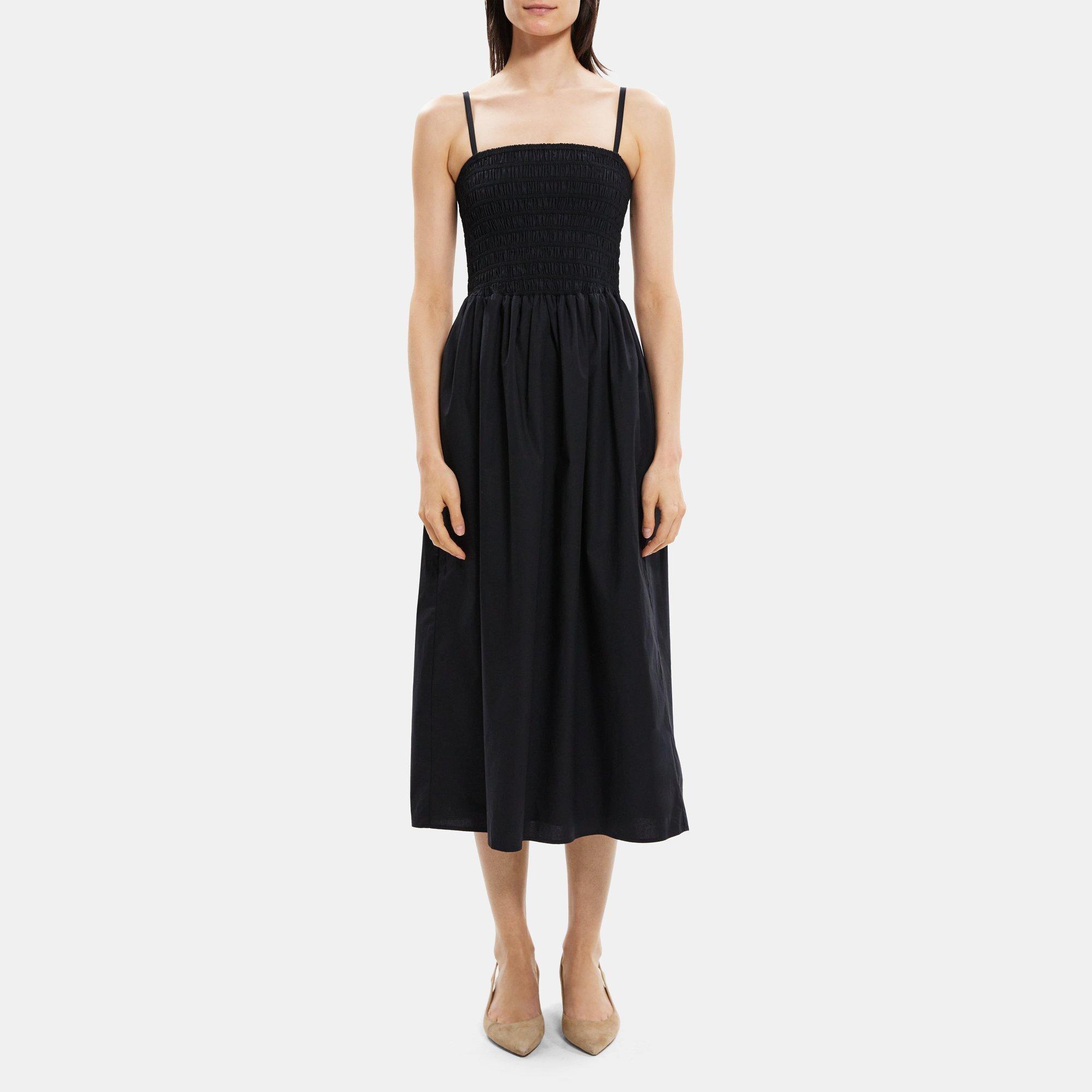 Cotton Poplin Smocked Midi Dress | Theory Outlet Product Image