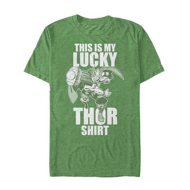 Mens Marvel Lucky Thor Graphic Tee Kelly Grey Product Image