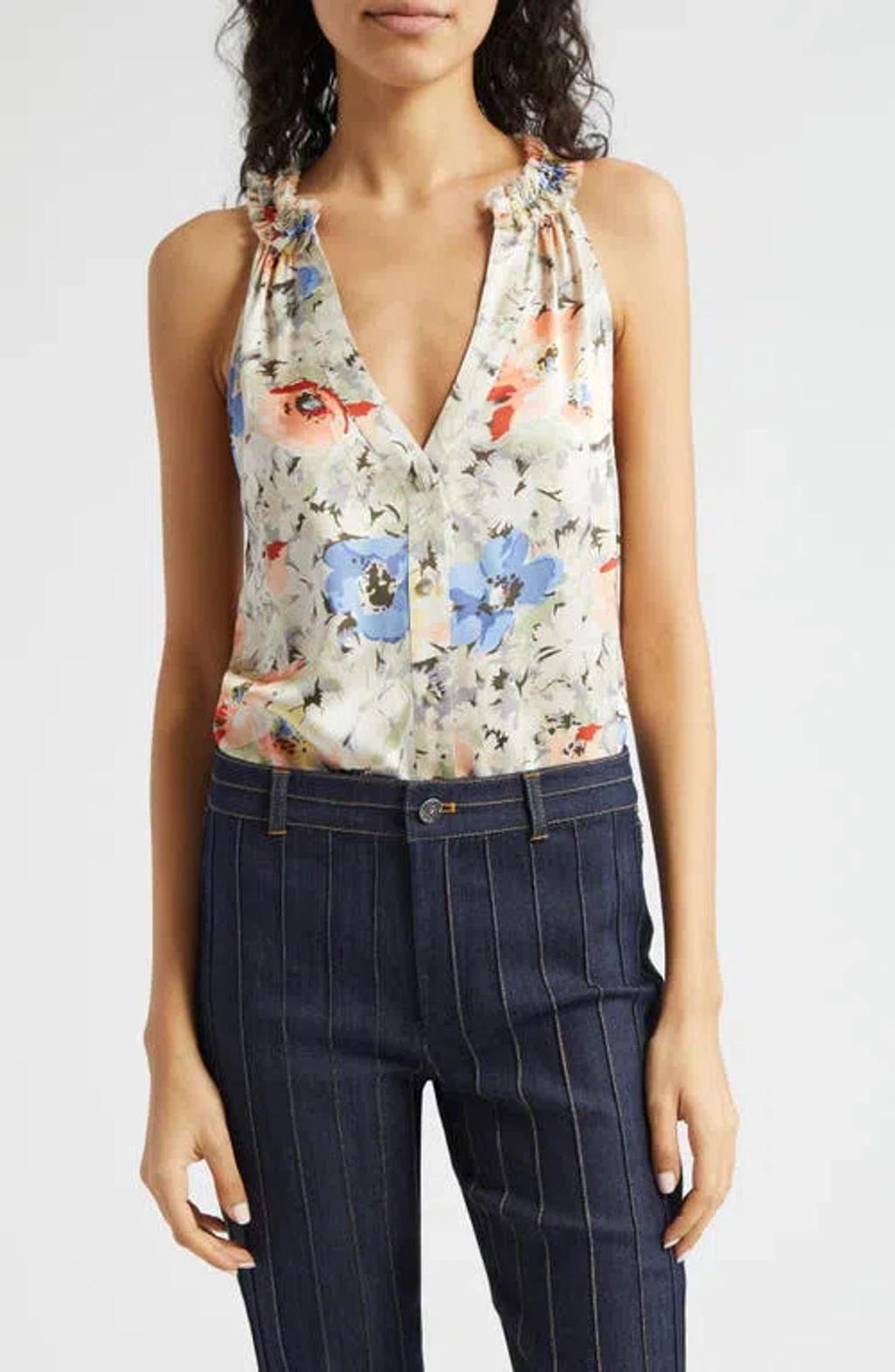 Jessie Floral-print Top In Ivory Multi Product Image