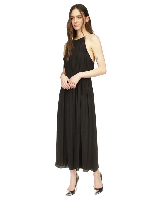 Michael Michael Kors Womens Chain-Strap Satin Pleated Maxi Dress Product Image