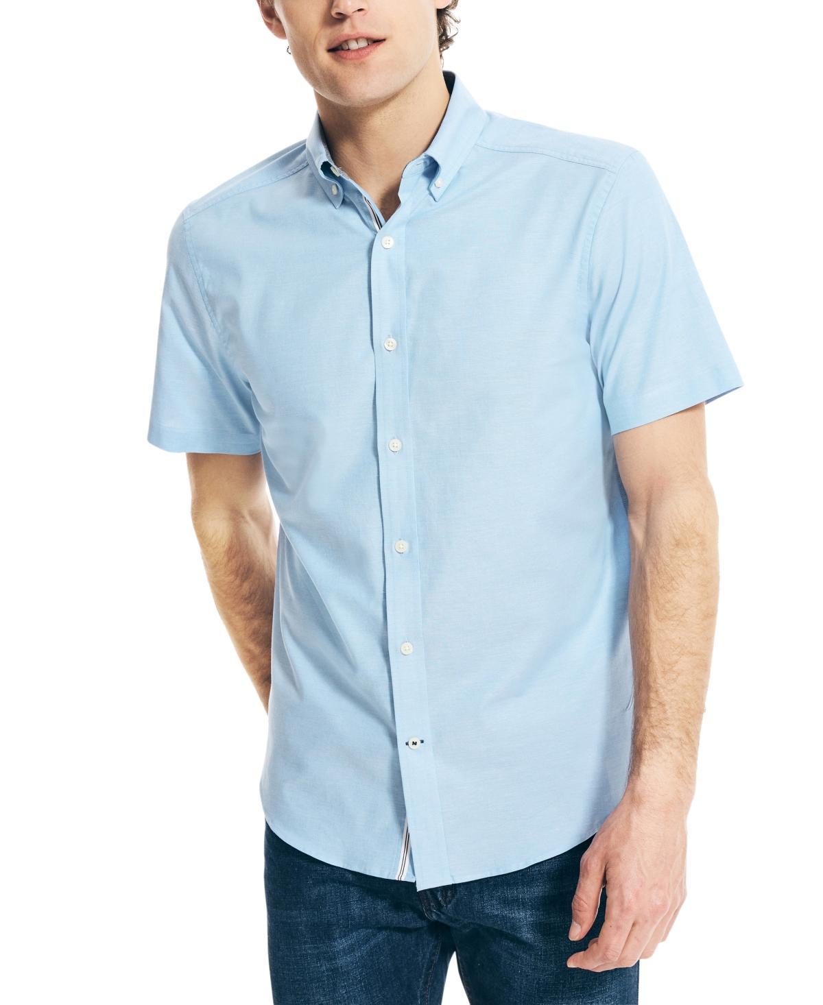 Nautica Mens Classic-Fit Short-Sleeve Solid Stretch Oxford Shirt Product Image