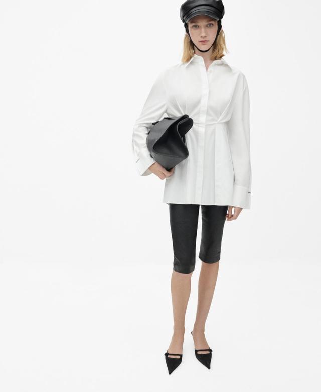 Mango Womens Cotton Pleated Shirt Product Image