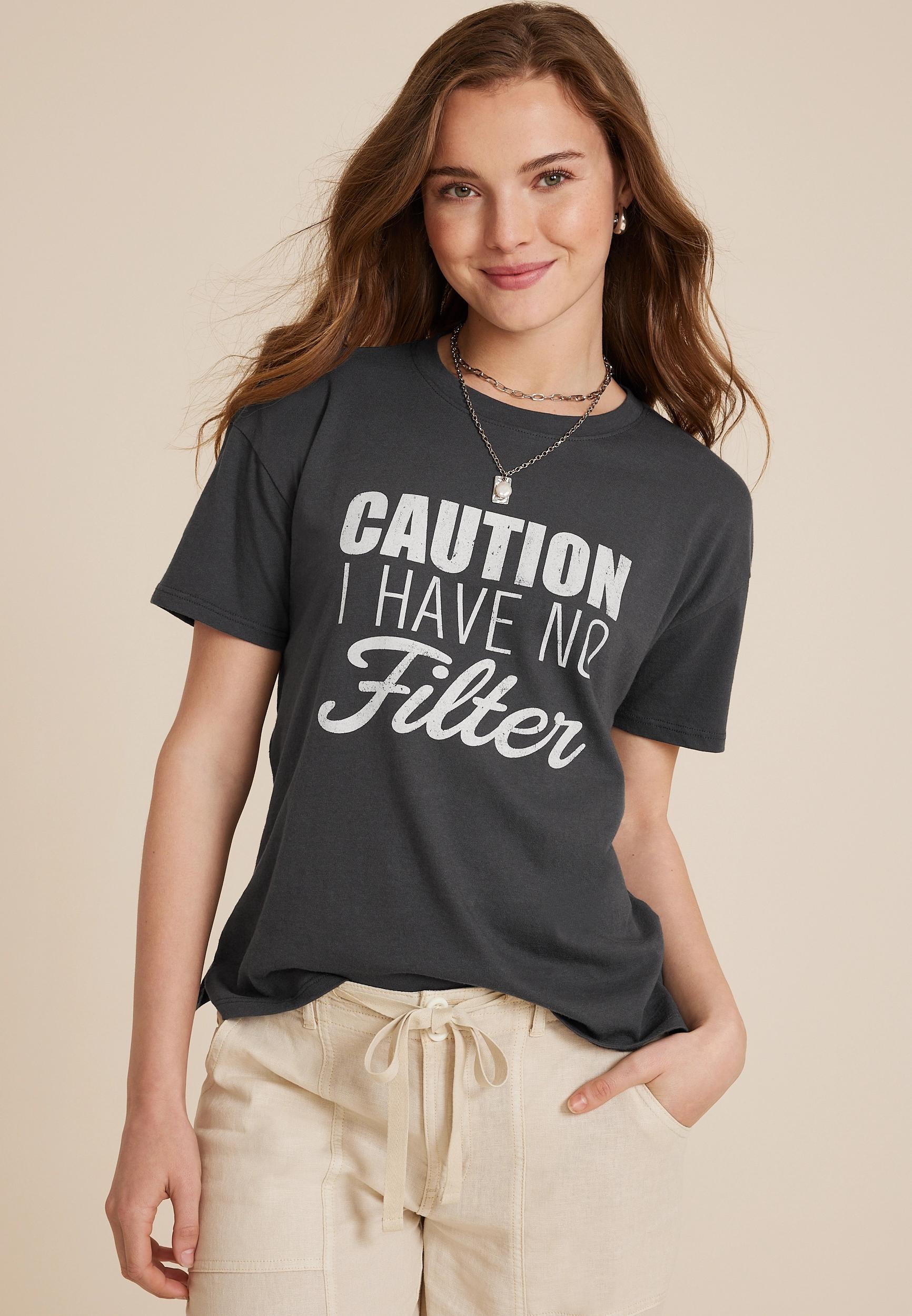 Caution I Have No Filter Oversized Fit Graphic Tee Product Image