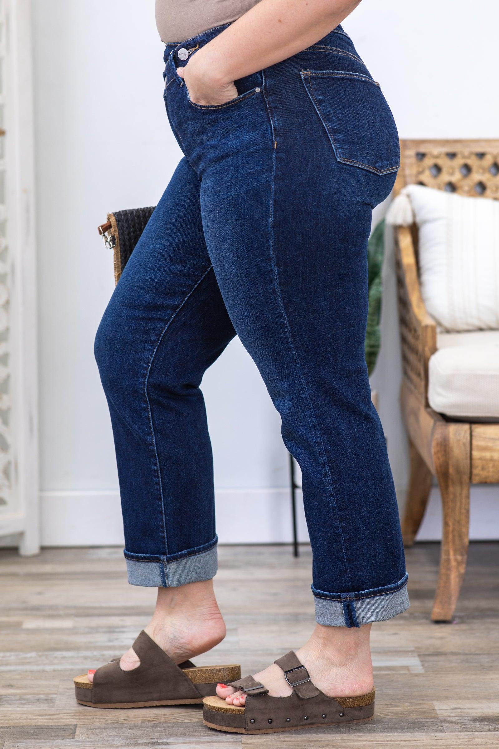 Risen Cross Over Waist Straight Leg Jeans Product Image