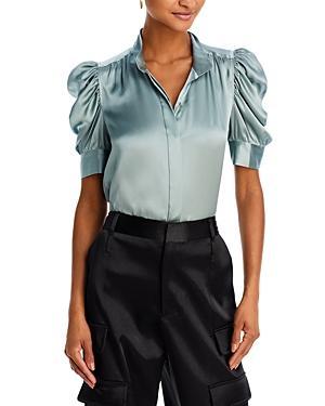 FRAME Gillian Puff Sleeve Silk Blouse Product Image