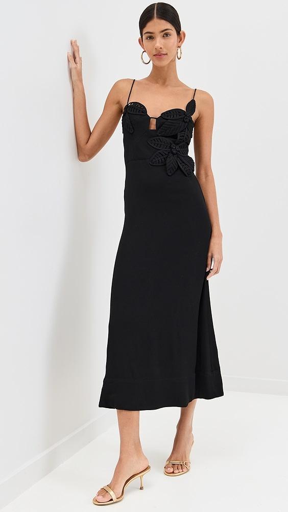 FARM Rio Black Flowered Bust Midi Dress | Shopbop Product Image