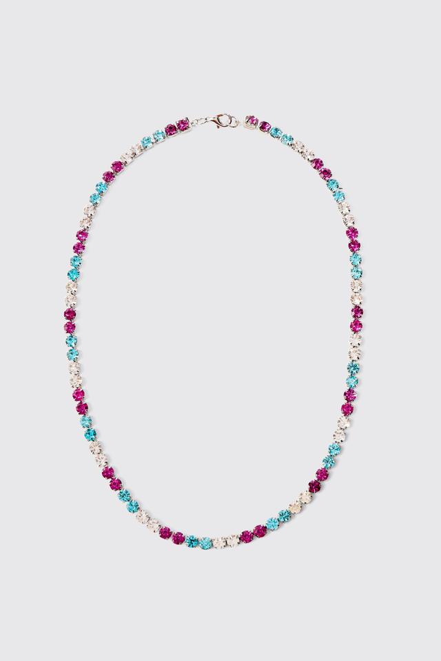 Iced Necklace In Purple | boohooMAN USA Product Image