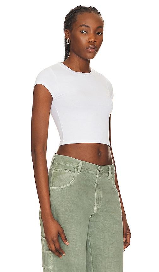 Enza Costa Silk Cropped Tee in White. - size XS (also in L, M, S, XL) Product Image