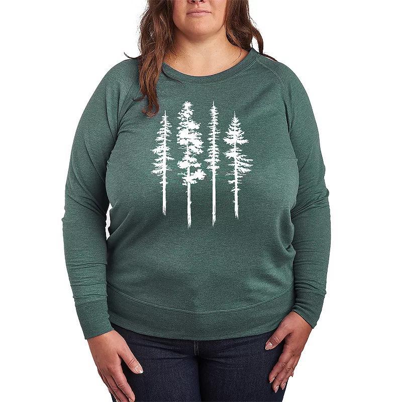 Plus Size Abstract Trees Lightweight French Terry Sweatshirt, Womens Heather Grey Product Image