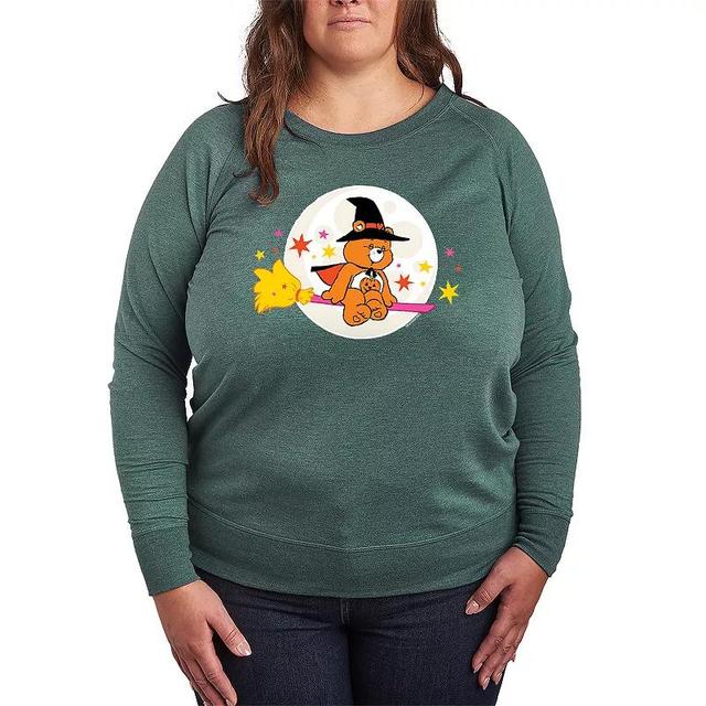 Plus Size Care Bears Halloween Witch Lightweight French Terry Sweatshirt, Womens Grey Dark Red Product Image