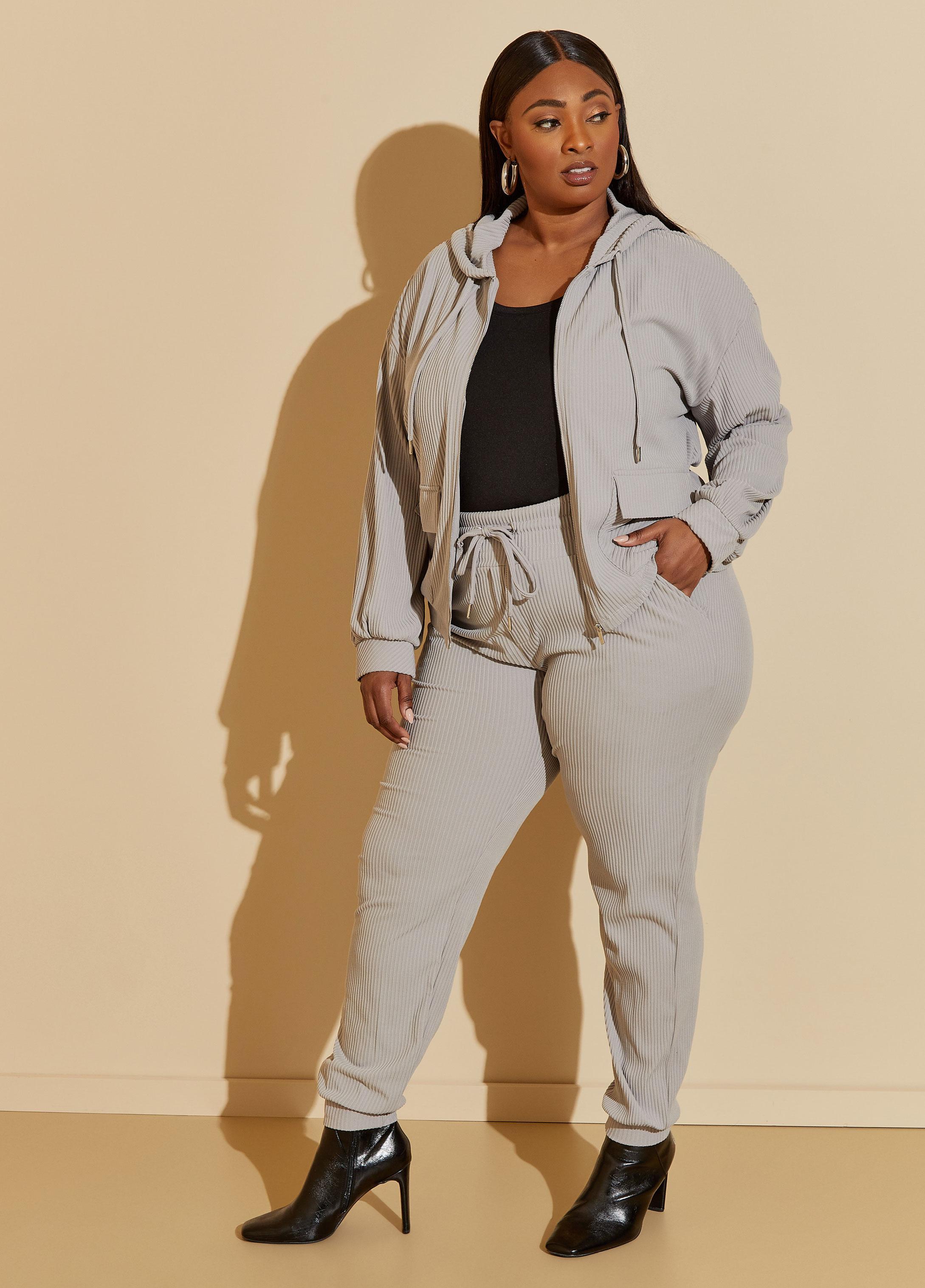 Plus Size Ribbed Joggers Ashley Stewart Product Image