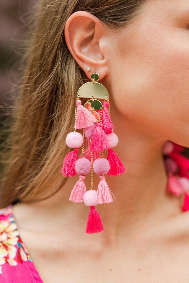 At Your Best Pink Tassel Statement Earrings Female Product Image