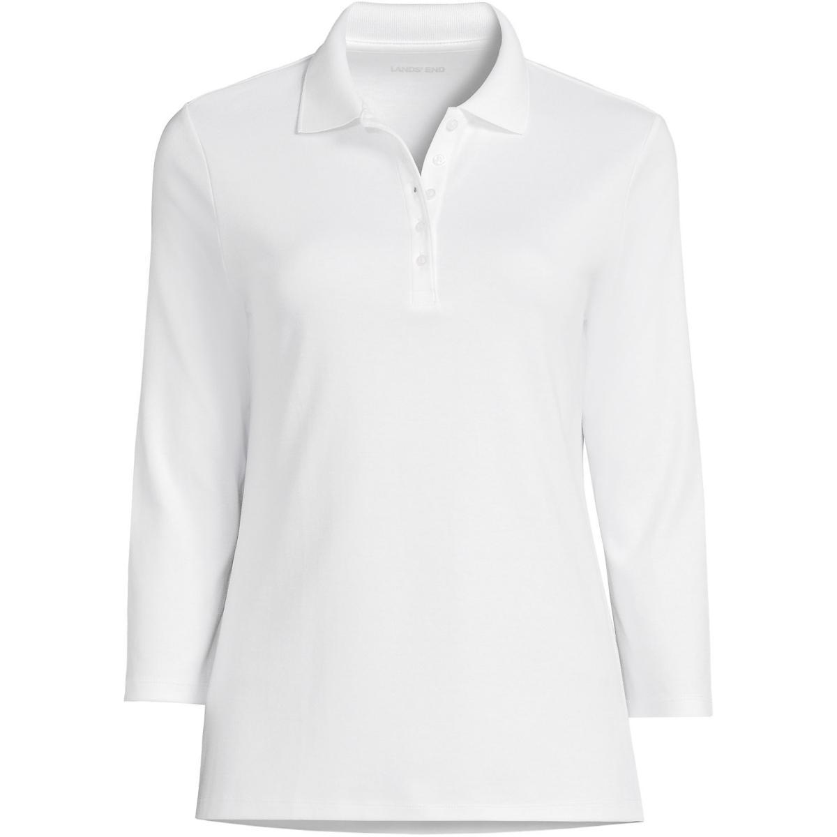 Lands End Womens 3/4 Sleeve Supima Cotton Polo Shirt Product Image