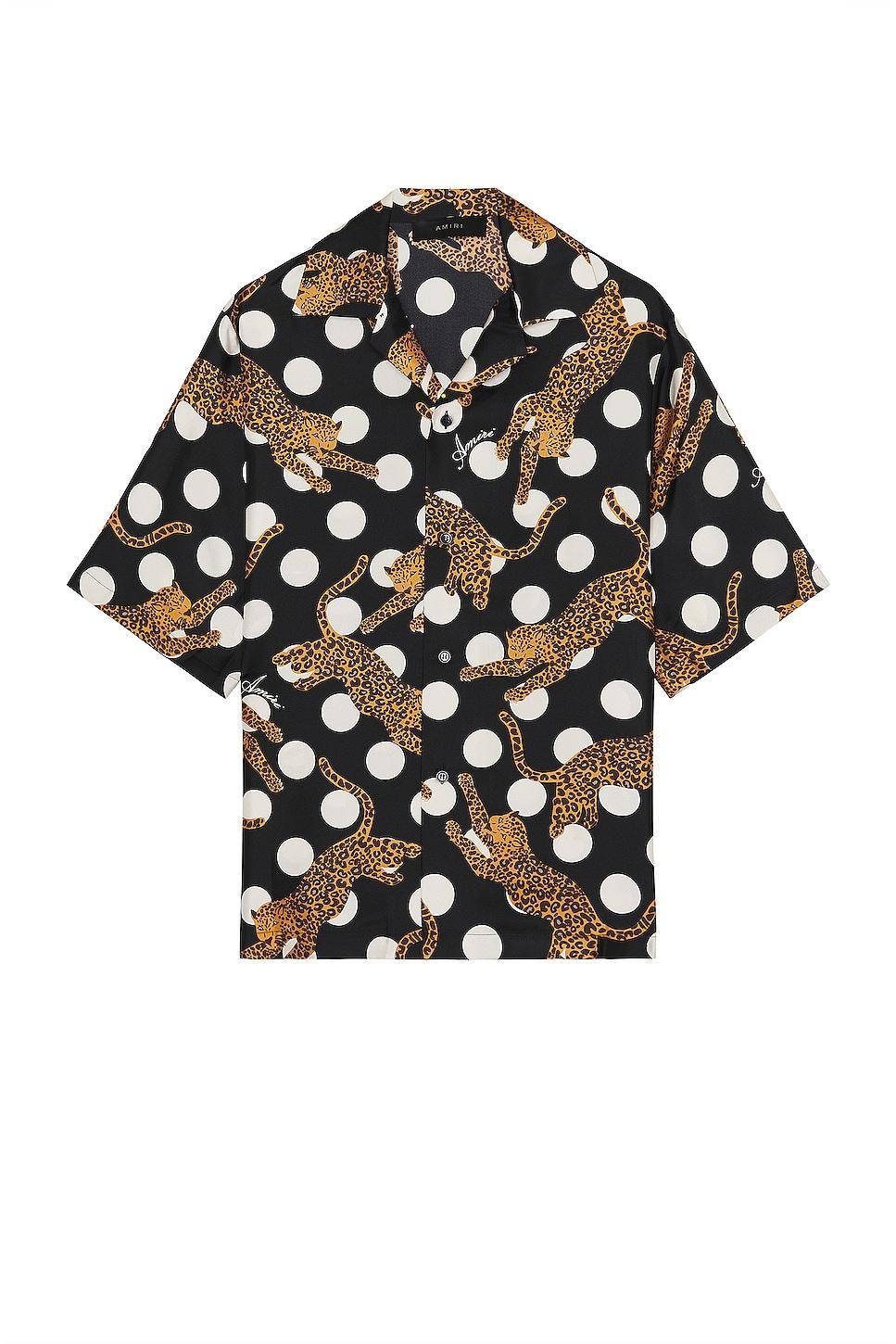 Amiri Leopard Polka Dots Bowling Shirt Black. (also in L, M, S). Product Image