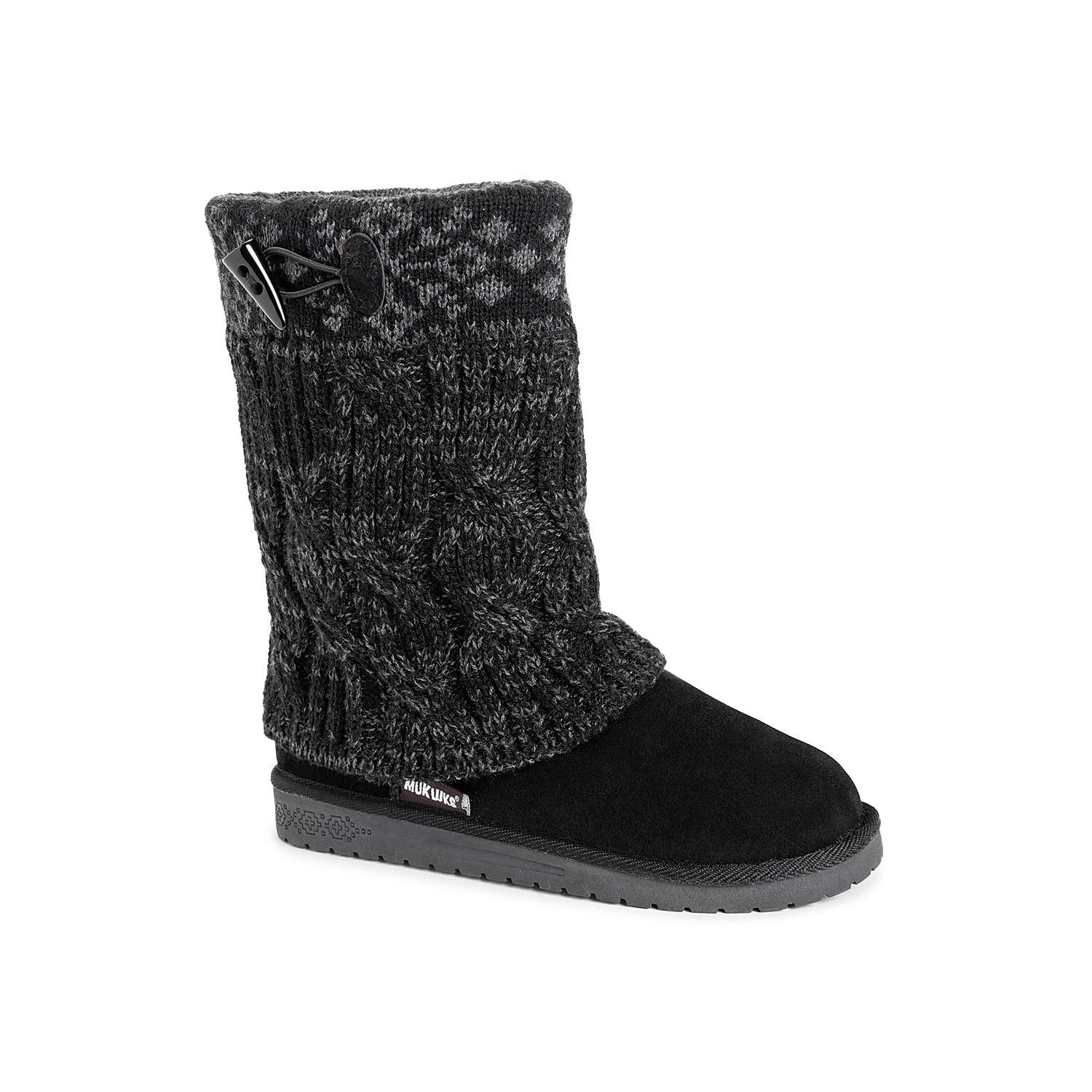 Essentials by MUK LUKS Cheryl Womens Knit Winter Boots Grey Product Image